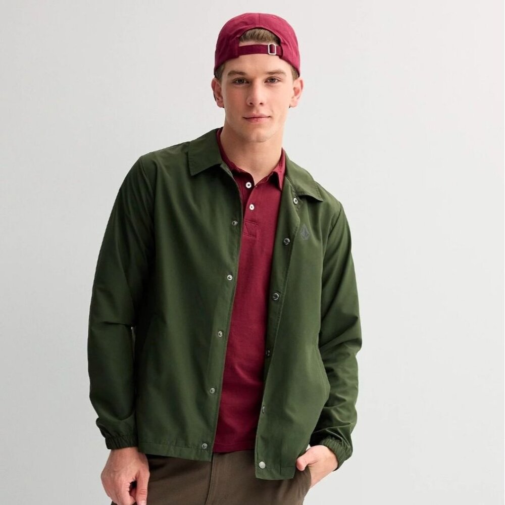 Volcom Mens Snap Front Lightweight, Water-Resistant Jacket, Pockets, XL, NWOT